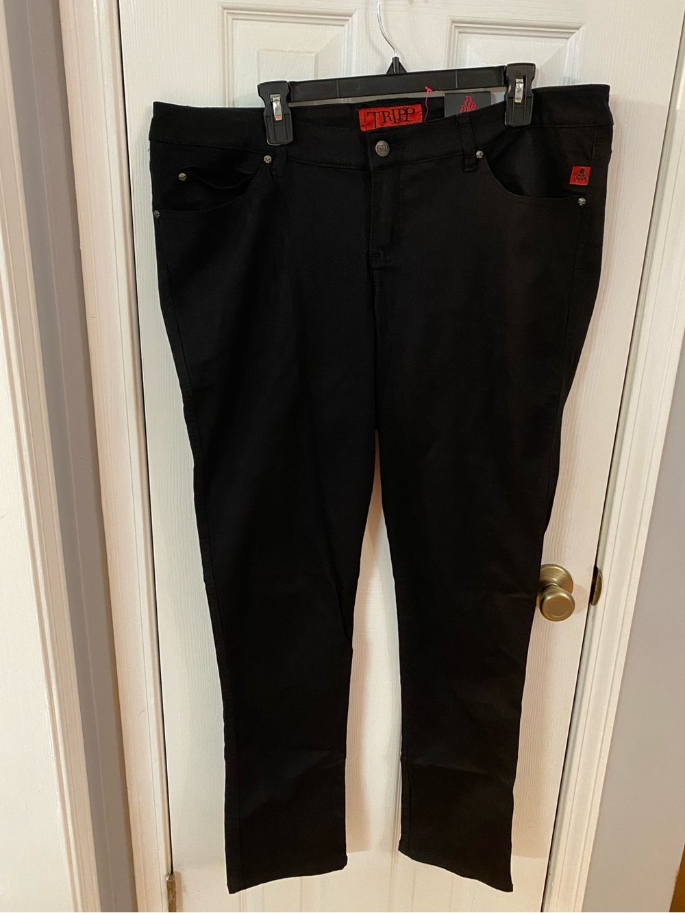 TRIPP NYC Black Goth Punk Emo Skinny Pants Plus Size 20T‎ NWT Skull Rivets